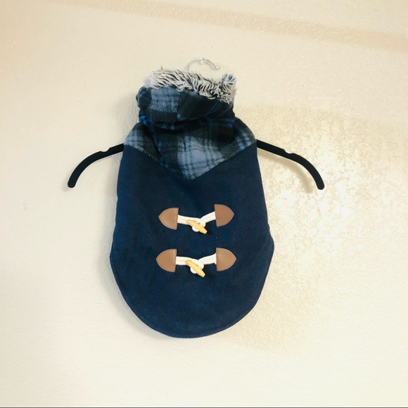 Frisco Plaid Hooded and Insulated Dog & Cat Peacoat, Navy, Medium - Picture 9 of 14